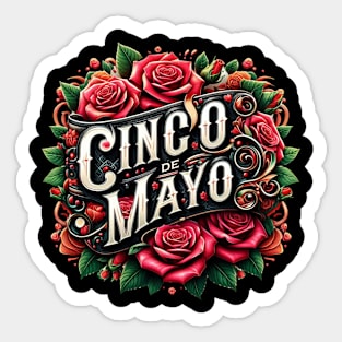 Cinco de Mayo Traditional Red Roses Sticker